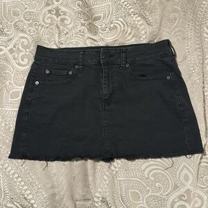 American Eagle Black Denim Super Stretch Mini Skirt